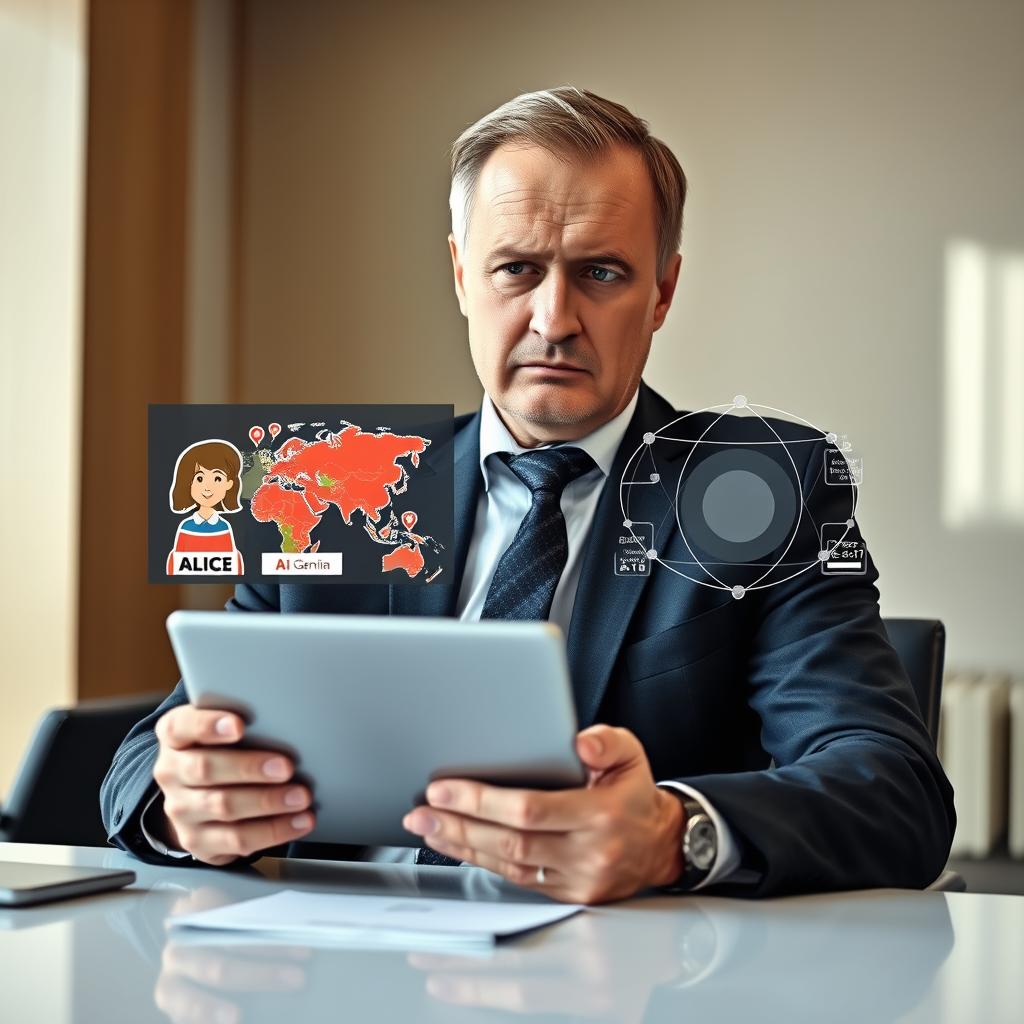 Нейросети: Российский бизнесмен сравнивает Алису и Gemini на планшете, оценивая локальные и глобальные данные | Шпиониро